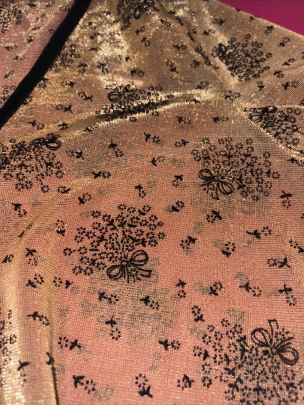 Sheer Floral Button-Front Cardigan - Gold/Black - Picture 4 of 4